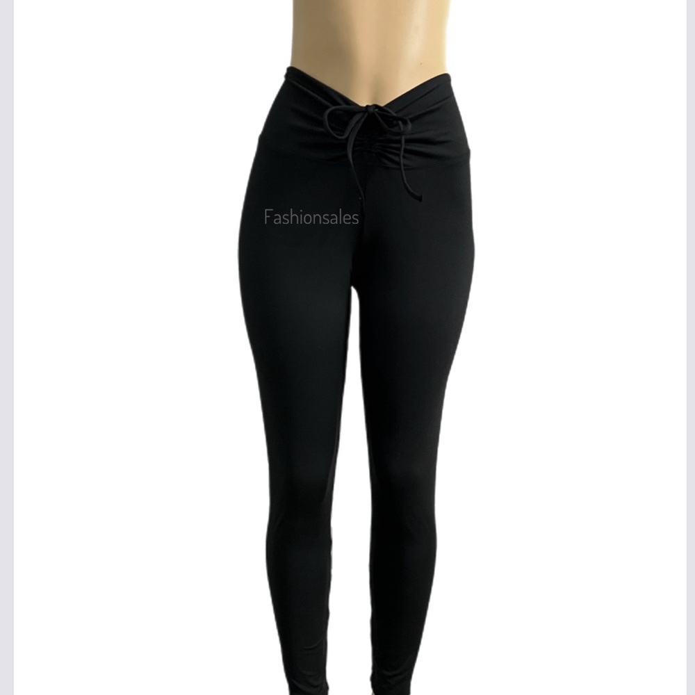 Victoria’s Secret Pink Active high Waist Full Length Ruched V leggings Black L - Picture 4 of 5